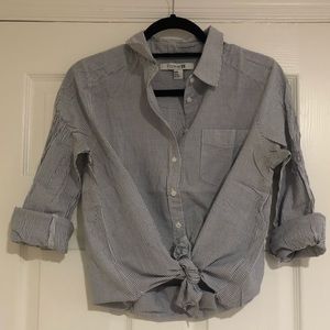 Blue & White Striped Button-Down